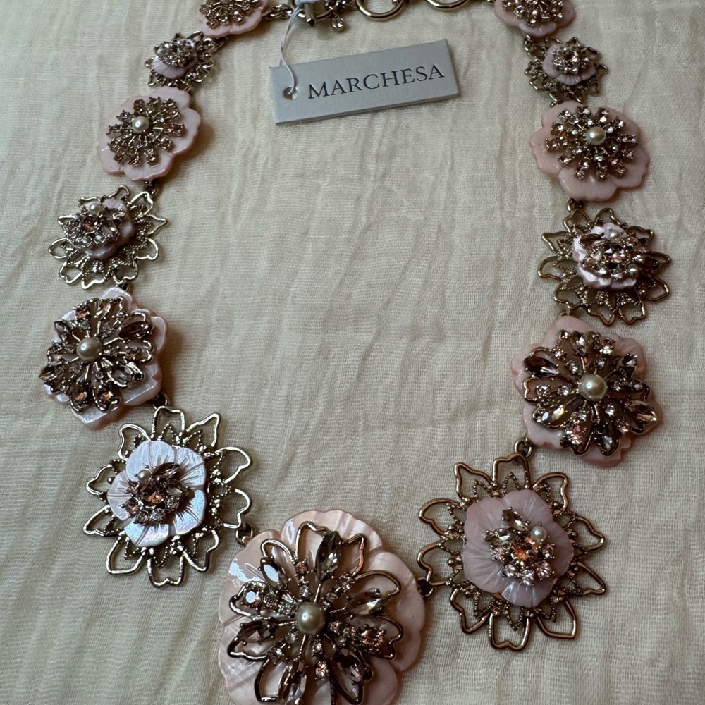 Marchesa Blush and Gold Floral Necklace